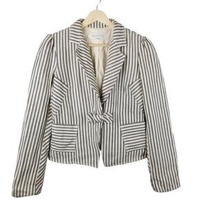 Diane Von‎ Furstenberg Medium cropped Blazer Striped Preppy Snap Bow Office